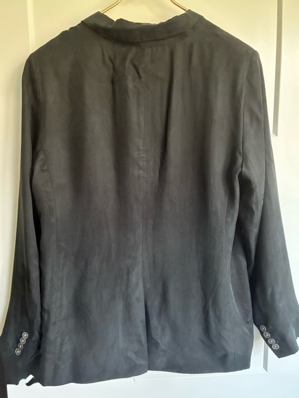 J.Crew Cupro jacket silk like black 90s blazer women 12 - Picture 3 of 9